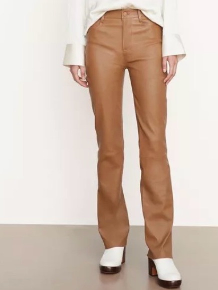 Vince Brown High-Waist Leather-Look Trousers